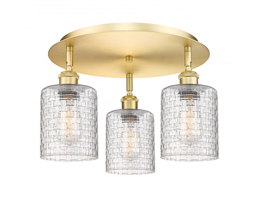 Cobbleskill - 3 Light - 17 inch - Satin Gold - Semi-Flush Mount