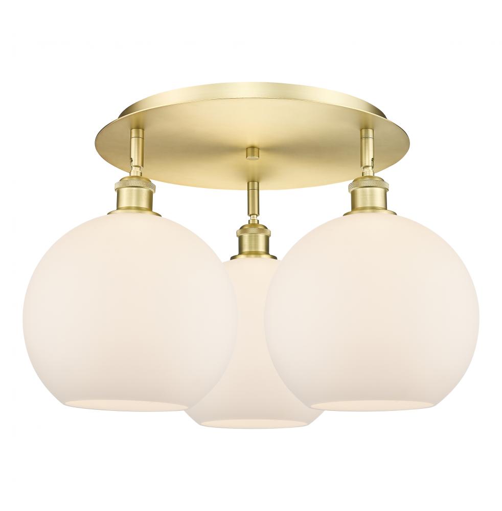 Athens - 3 Light - 22 inch - Satin Gold - Semi-Flush Mount