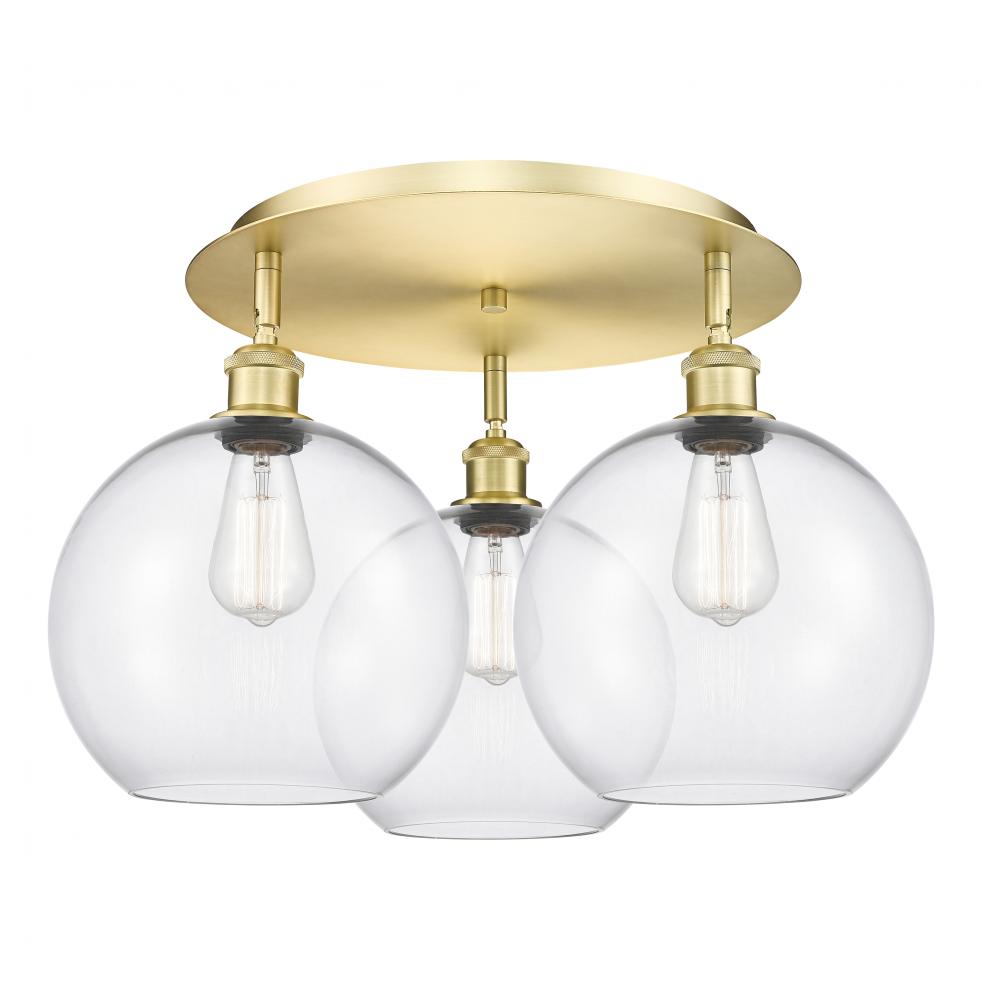 Athens - 3 Light - 22 inch - Satin Gold - Semi-Flush Mount