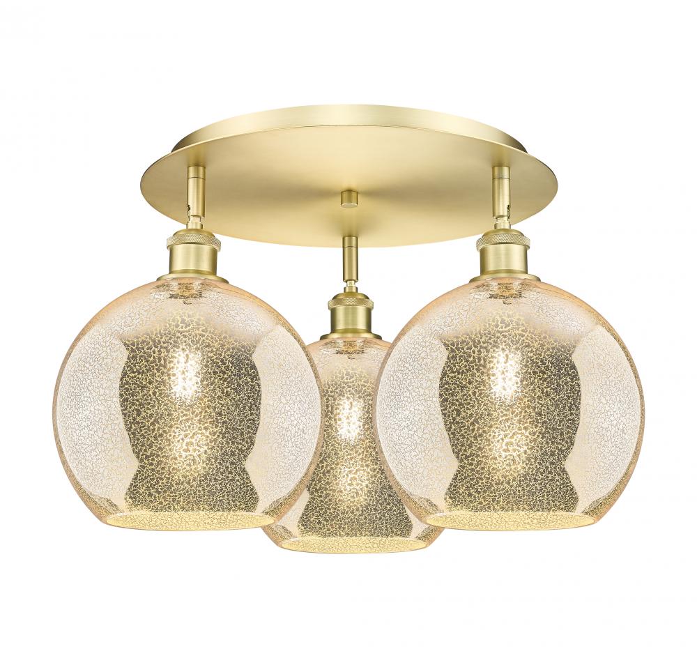 Athens - 3 Light - 22 inch - Satin Gold - Semi-Flush Mount