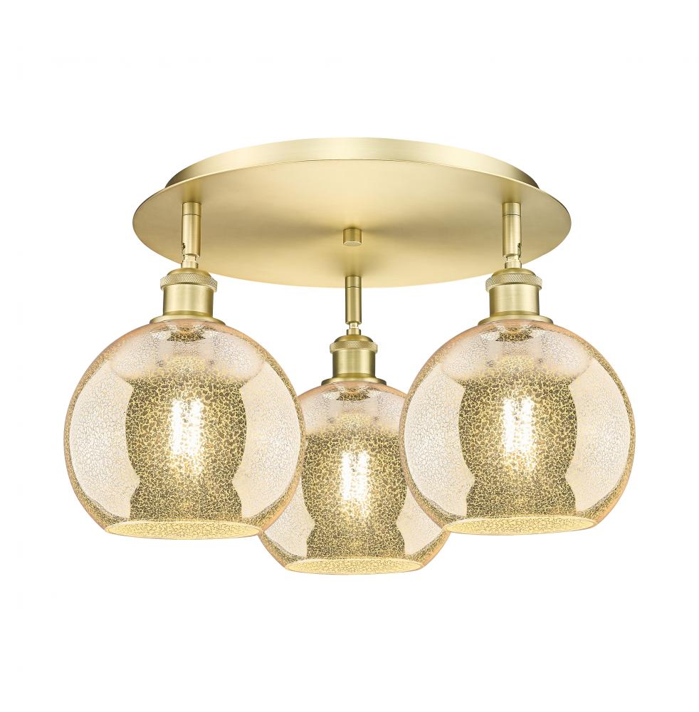 Athens - 3 Light - 20 inch - Satin Gold - Semi-Flush Mount
