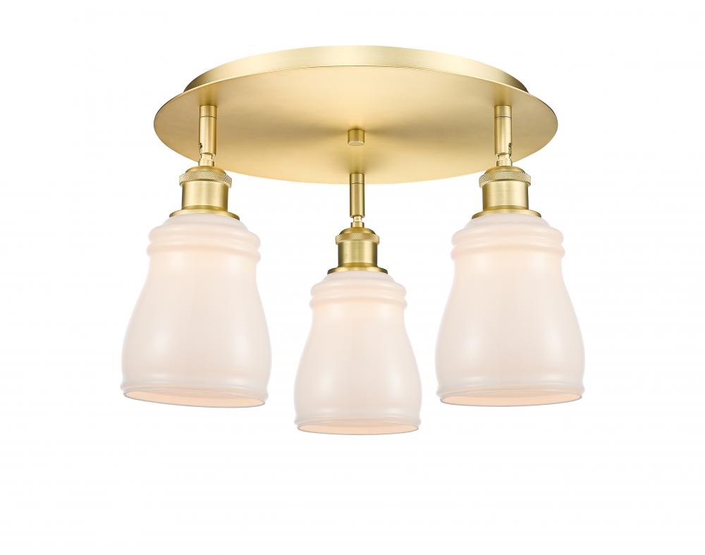 Ellery - 3 Light - 17 inch - Satin Gold - Semi-Flush Mount