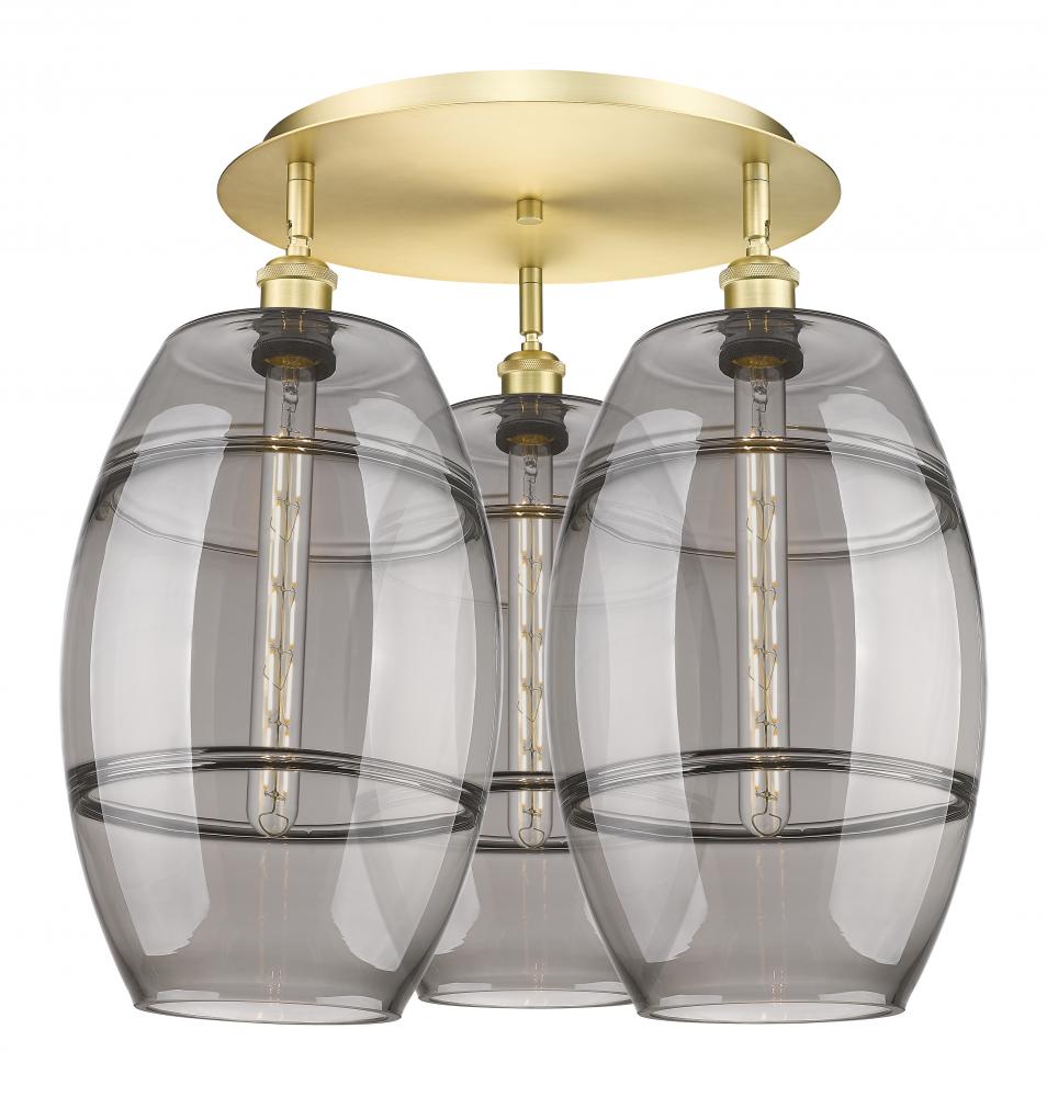 Vaz - 3 Light - 22 inch - Satin Gold - Semi-Flush Mount