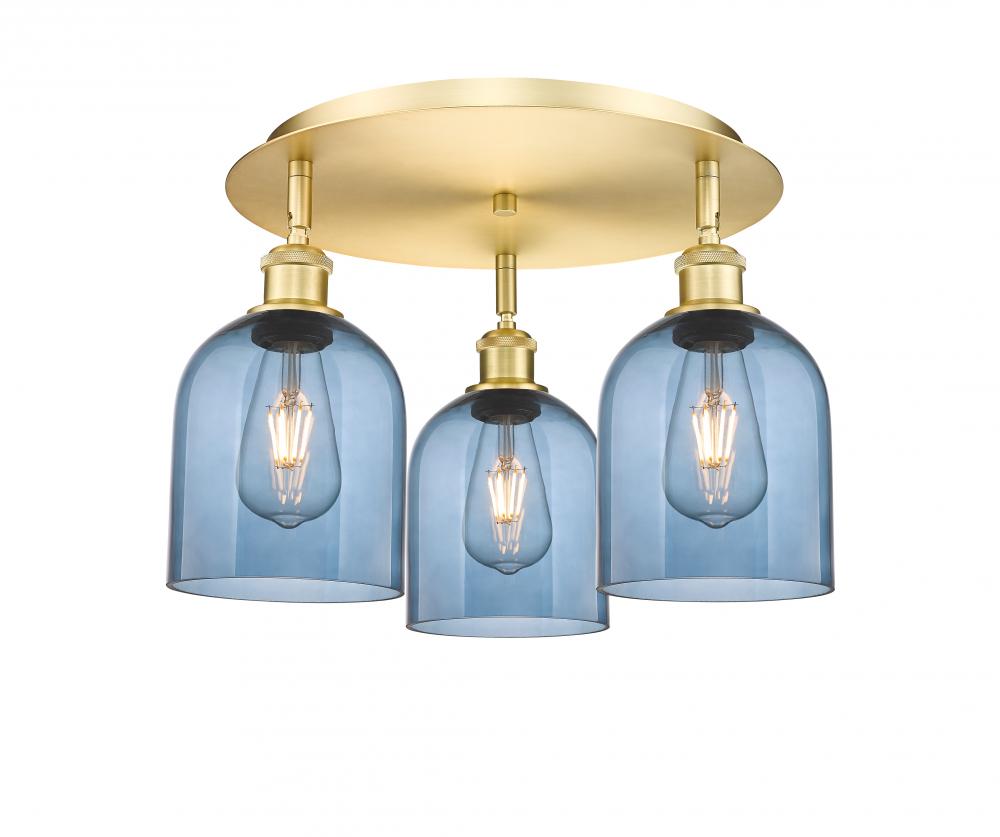 Bella - 3 Light - 17 inch - Satin Gold - Semi-Flush Mount