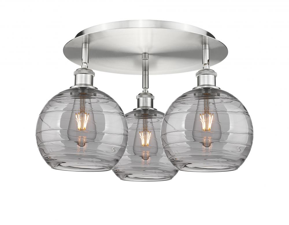 Athens Deco Swirl - 3 Light - 20 inch - Satin Nickel - Semi-Flush Mount