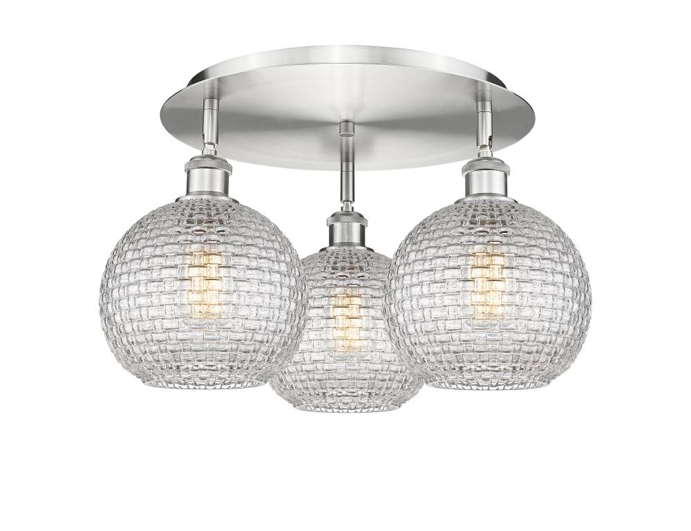 Athens - 3 Light - 20 inch - Satin Nickel - Semi-Flush Mount