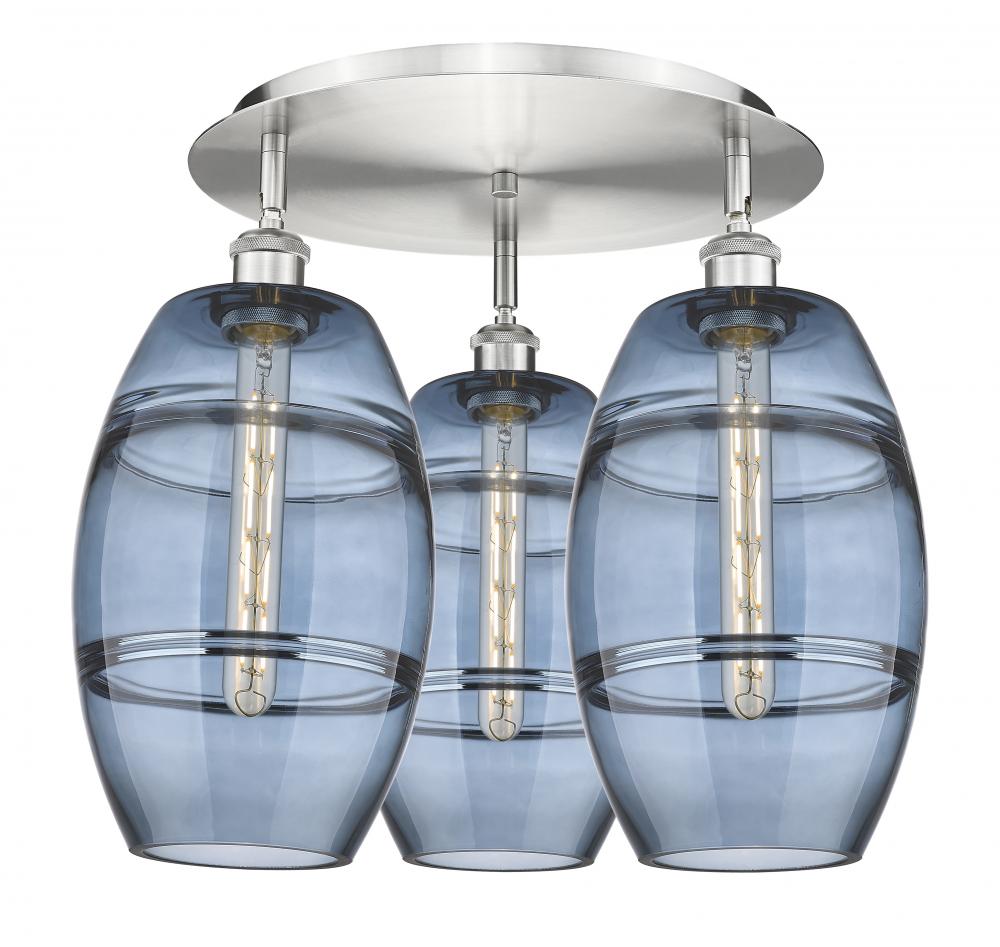 Vaz - 3 Light - 20 inch - Satin Nickel - Semi-Flush Mount