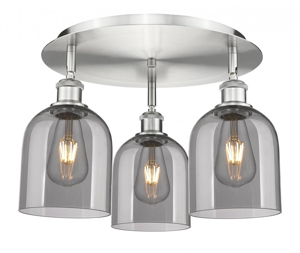 Bella - 3 Light - 17 inch - Satin Nickel - Semi-Flush Mount