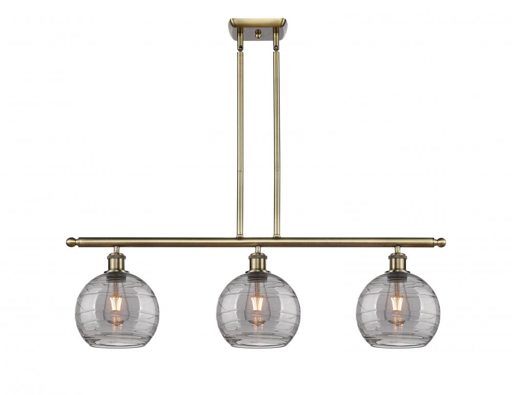 Athens Deco Swirl - 3 Light - 36 inch - Antique Brass - Stem hung - Island Light