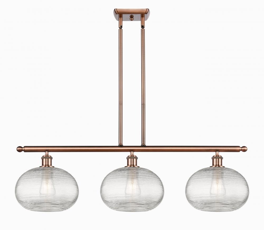 Ithaca - 3 Light - 37 inch - Antique Copper - Stem hung - Island Light