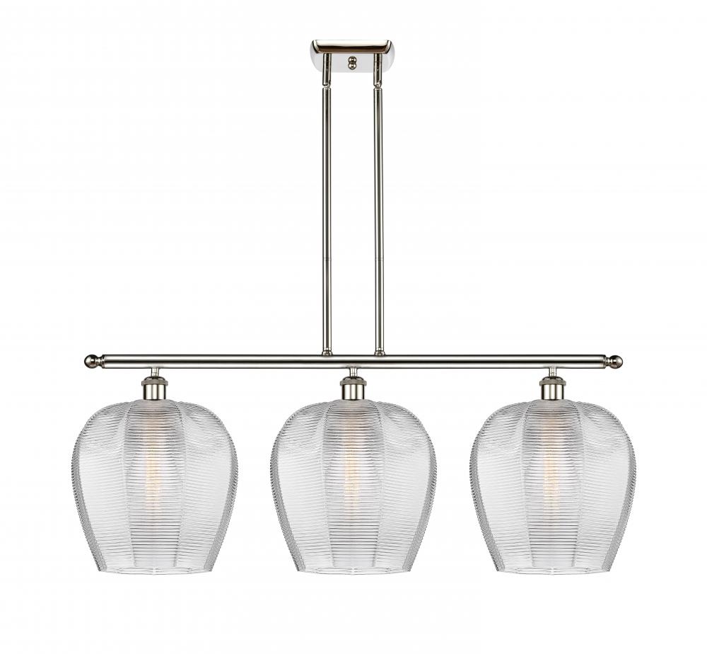 Norfolk - 3 Light - 38 inch - Polished Nickel - Stem hung - Island Light