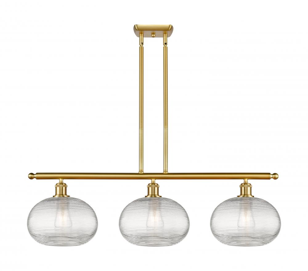 Ithaca - 3 Light - 37 inch - Satin Gold - Stem hung - Island Light