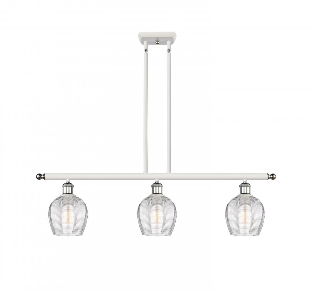 Norfolk - 3 Light - 36 inch - White Polished Chrome - Stem hung - Island Light