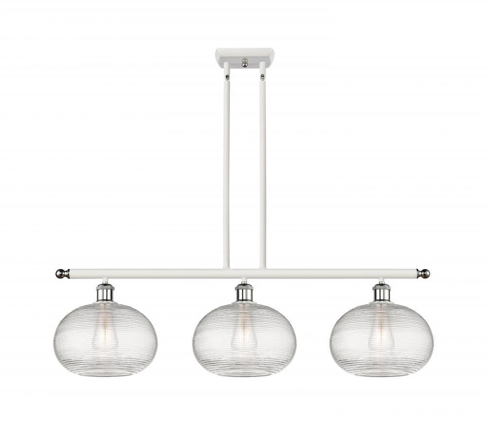 Ithaca - 3 Light - 37 inch - White Polished Chrome - Stem hung - Island Light