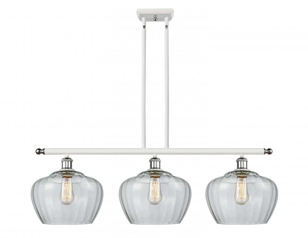 Fenton - 3 Light - 38 inch - White Polished Chrome - Stem hung - Island Light