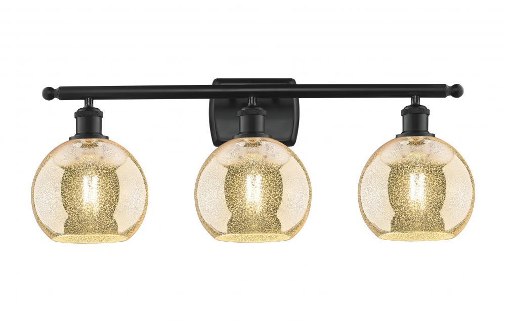 Athens - 3 Light - 28 inch - Matte Black - Bath Vanity Light