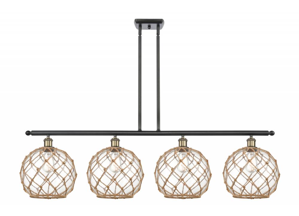 Farmhouse Rope - 4 Light - 48 inch - Black Antique Brass - Stem hung - Island Light