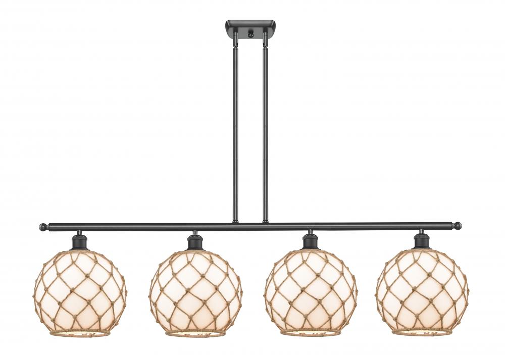 Farmhouse Rope - 4 Light - 48 inch - Matte Black - Stem hung - Island Light