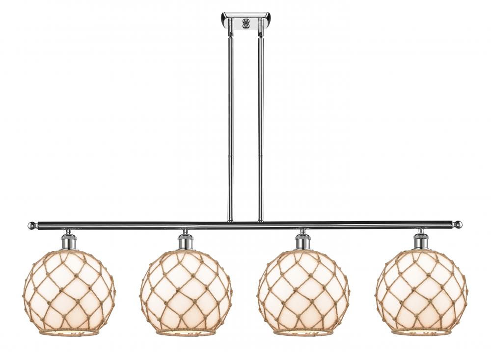 Farmhouse Rope - 4 Light - 48 inch - Polished Chrome - Stem hung - Island Light