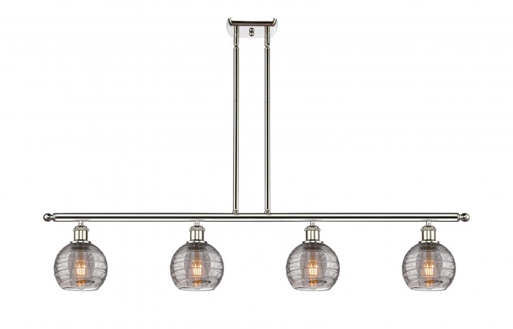Athens Deco Swirl - 4 Light - 48 inch - Polished Nickel - Stem hung - Island Light