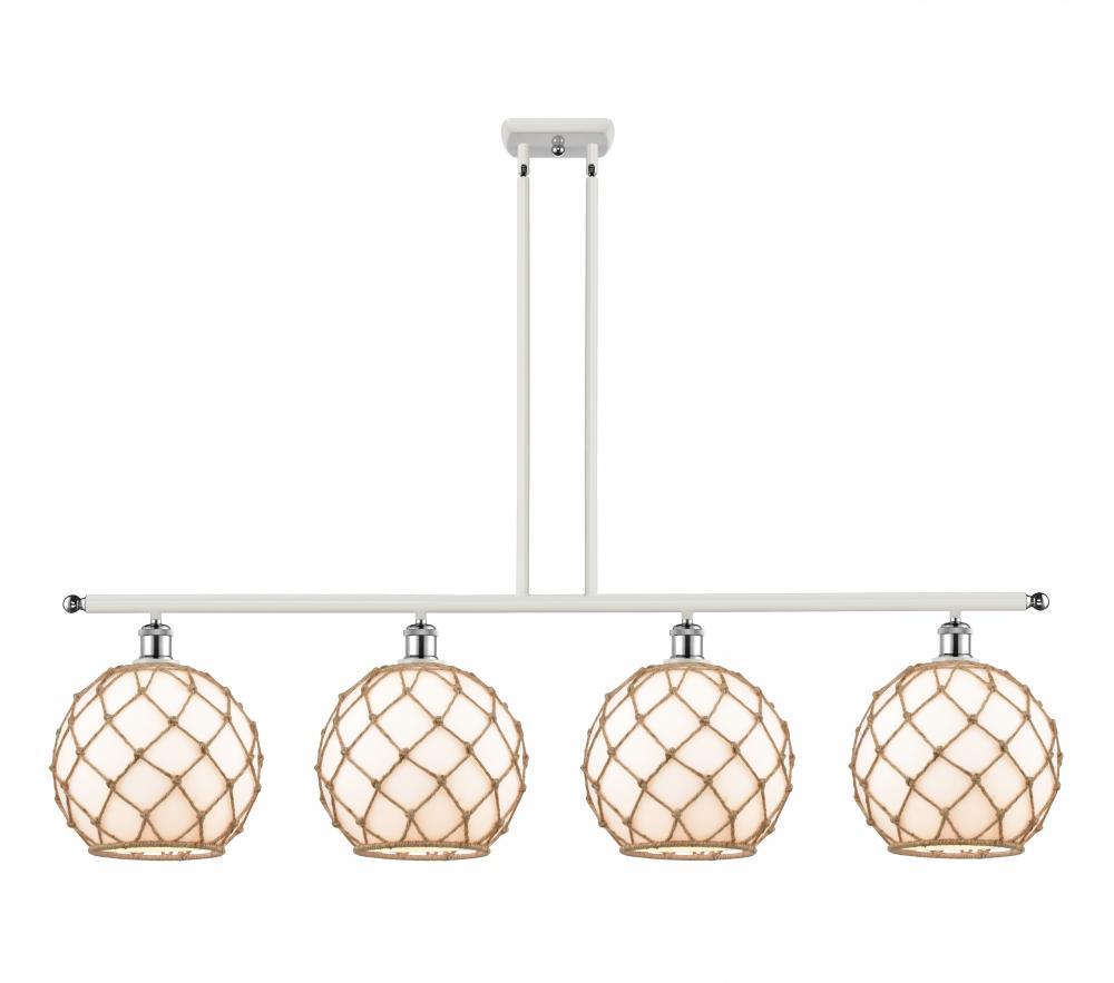 Farmhouse Rope - 4 Light - 48 inch - White Polished Chrome - Stem hung - Island Light