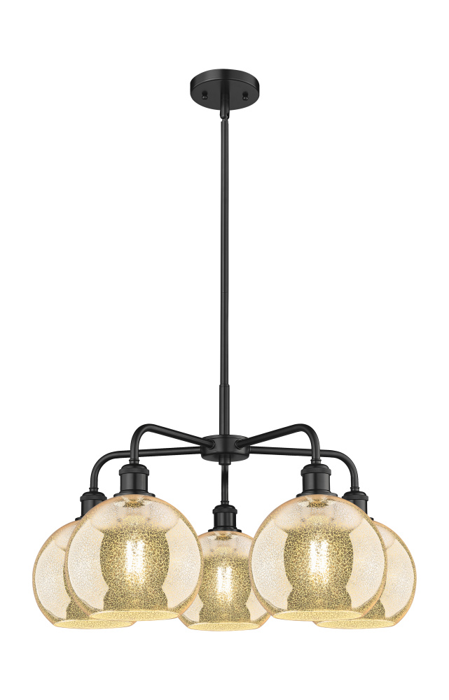 Athens - 5 Light - 26 inch - Matte Black - Chandelier