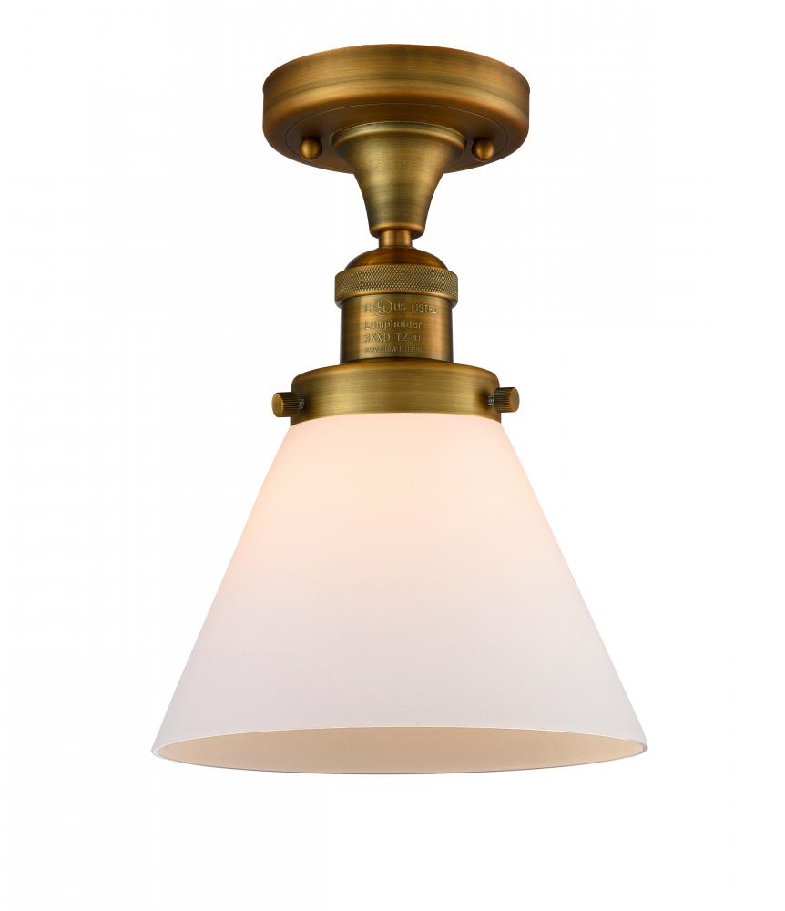 Cone - 1 Light - 8 inch - Brushed Brass - Semi-Flush Mount