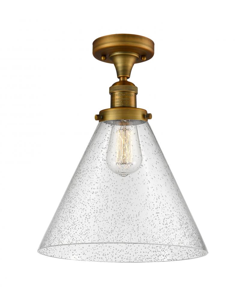 Cone - 1 Light - 12 inch - Brushed Brass - Semi-Flush Mount