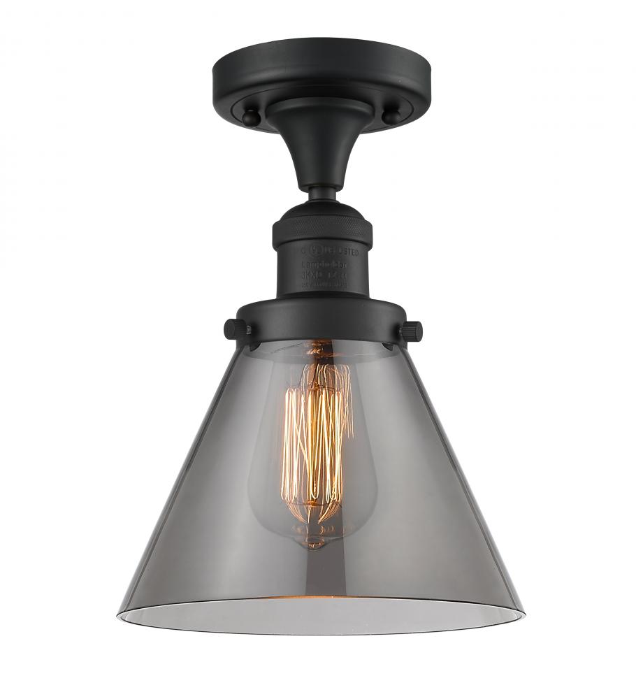 Cone - 1 Light - 8 inch - Matte Black - Semi-Flush Mount