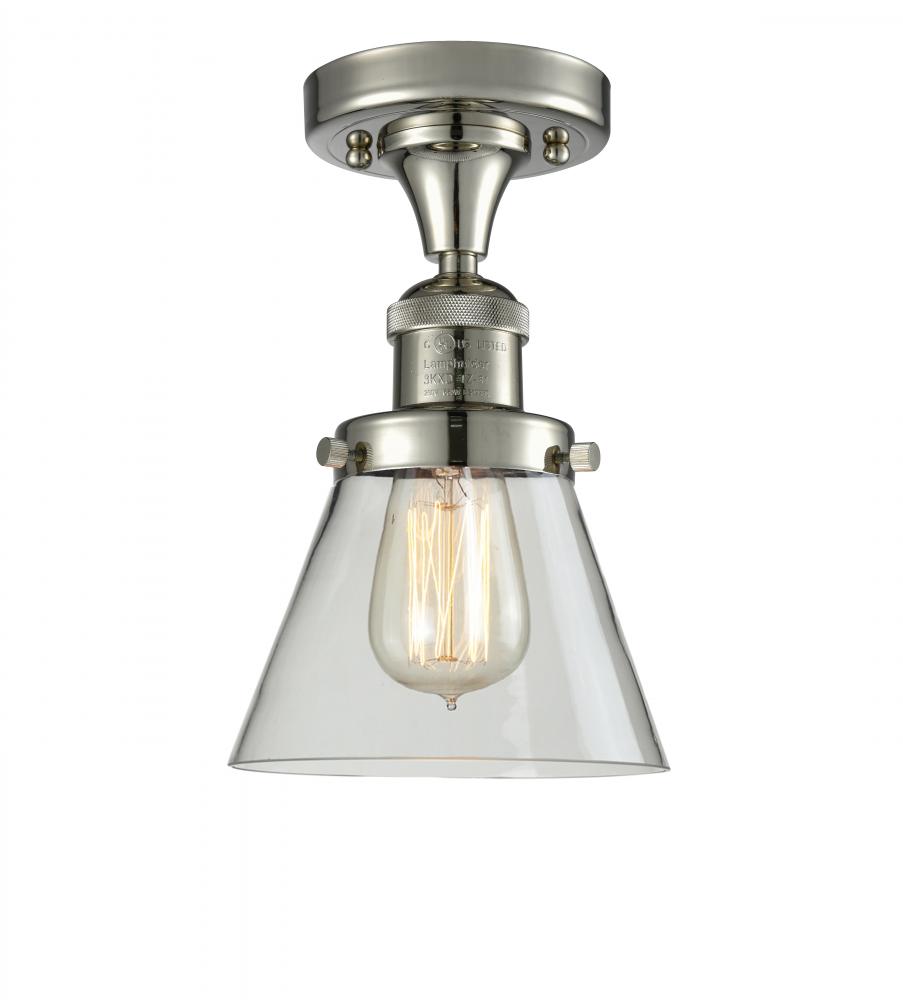 Cone - 1 Light - 7 inch - Polished Nickel - Semi-Flush Mount