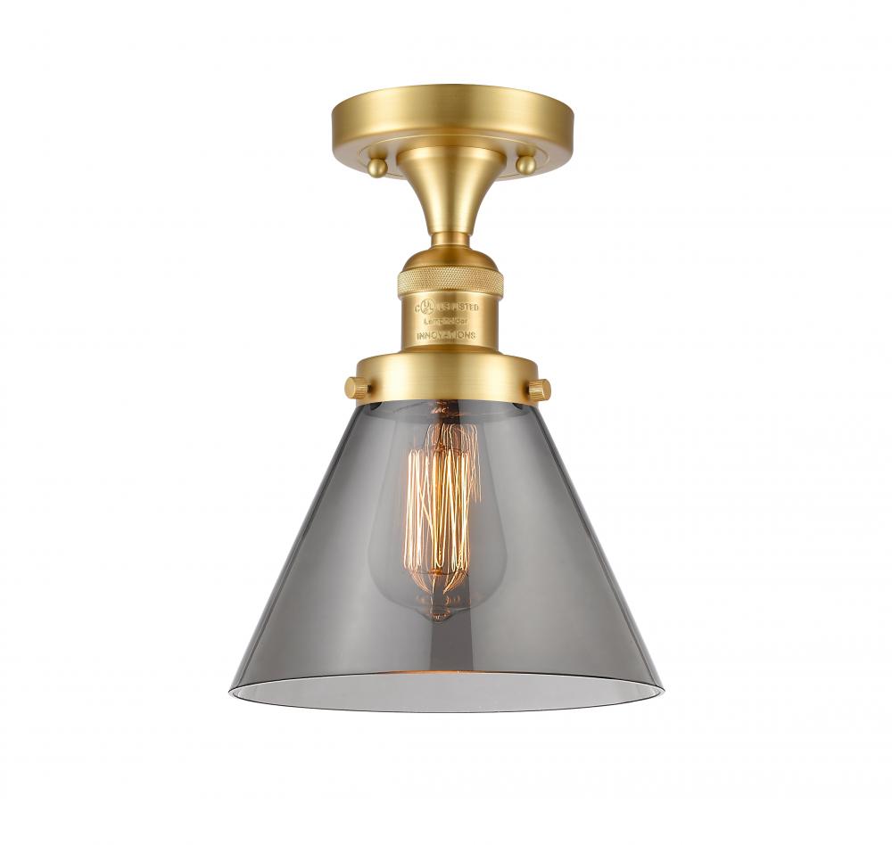 Cone - 1 Light - 8 inch - Satin Gold - Semi-Flush Mount