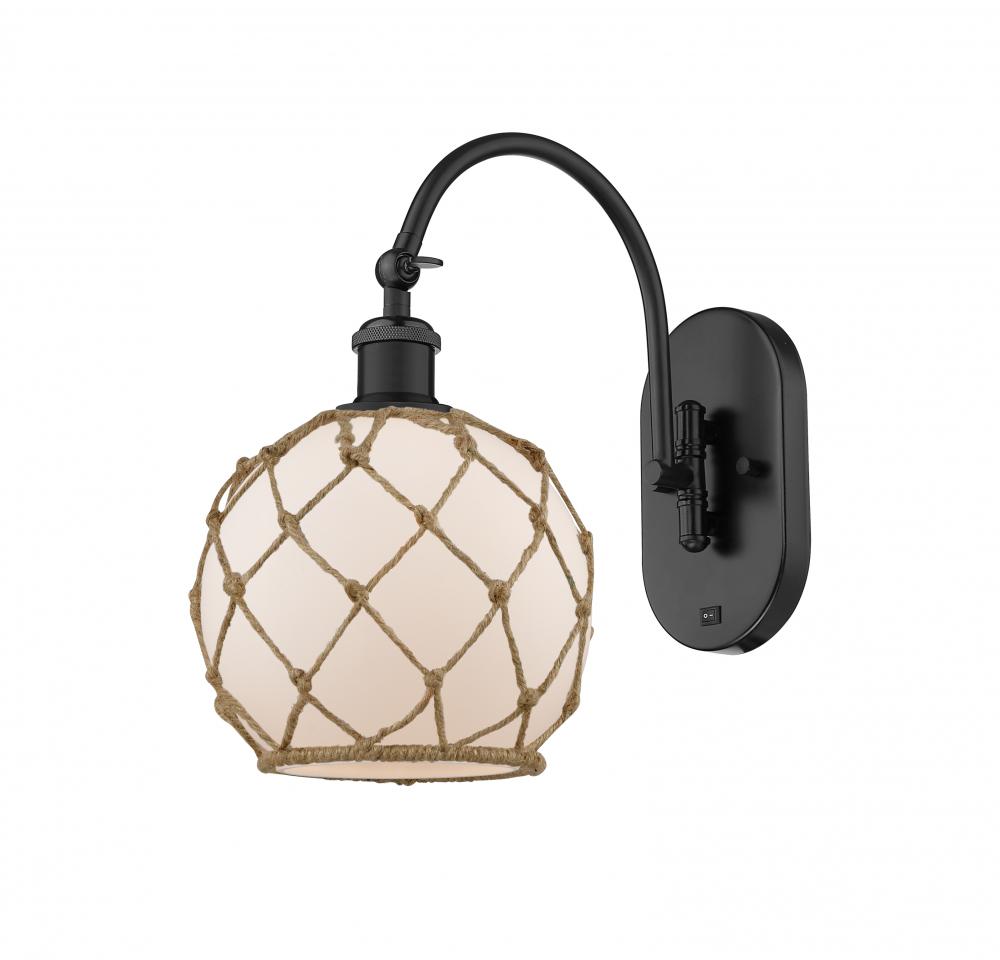 Farmhouse Rope - 1 Light - 8 inch - Matte Black - Adjustable Swing Arm