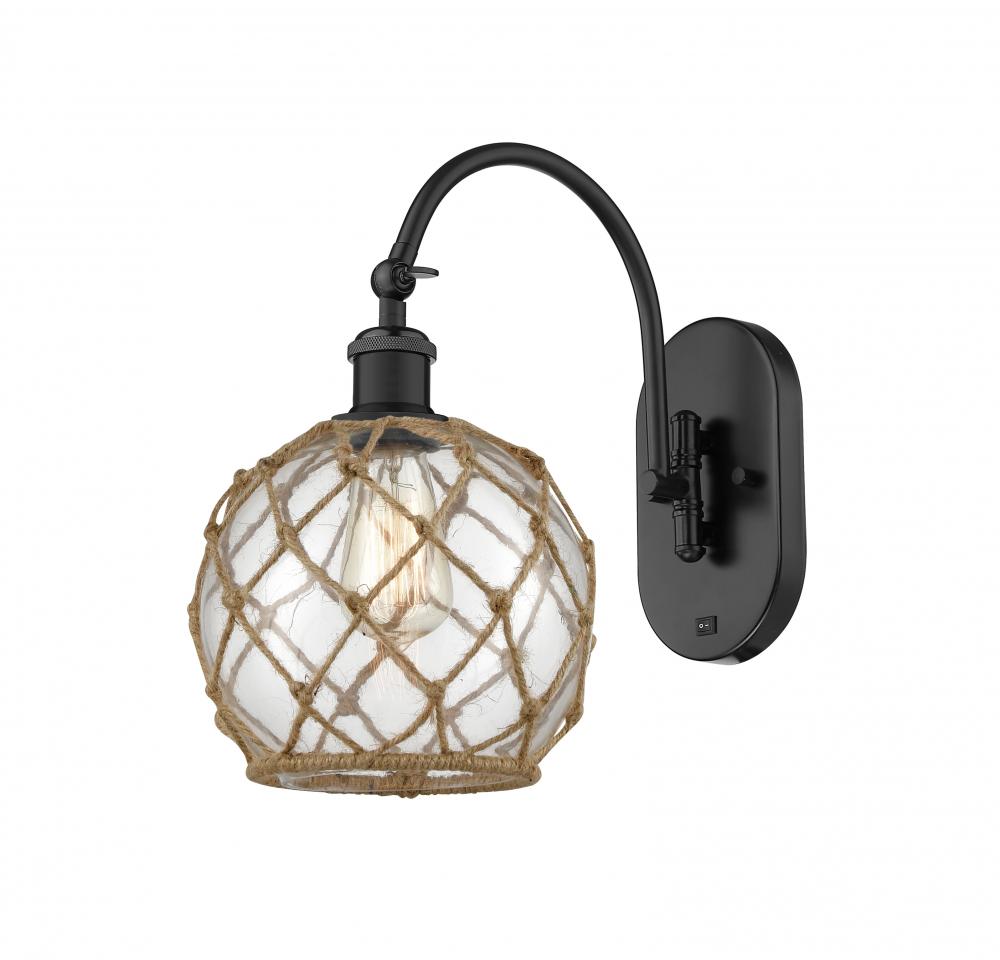 Farmhouse Rope - 1 Light - 8 inch - Matte Black - Adjustable Swing Arm