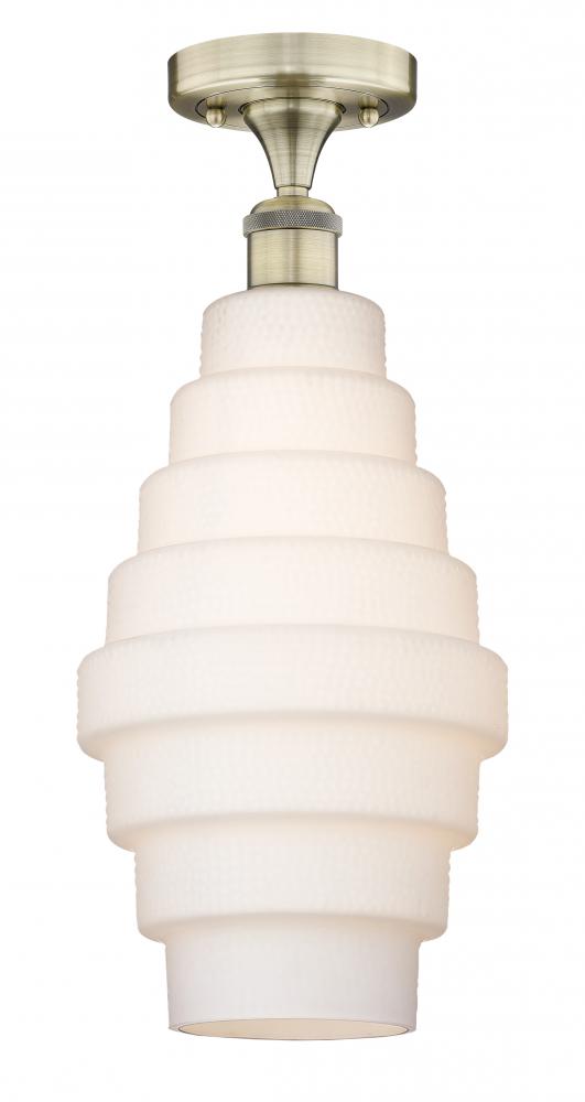 Cascade - 1 Light - 8 inch - Antique Brass - Semi-Flush Mount