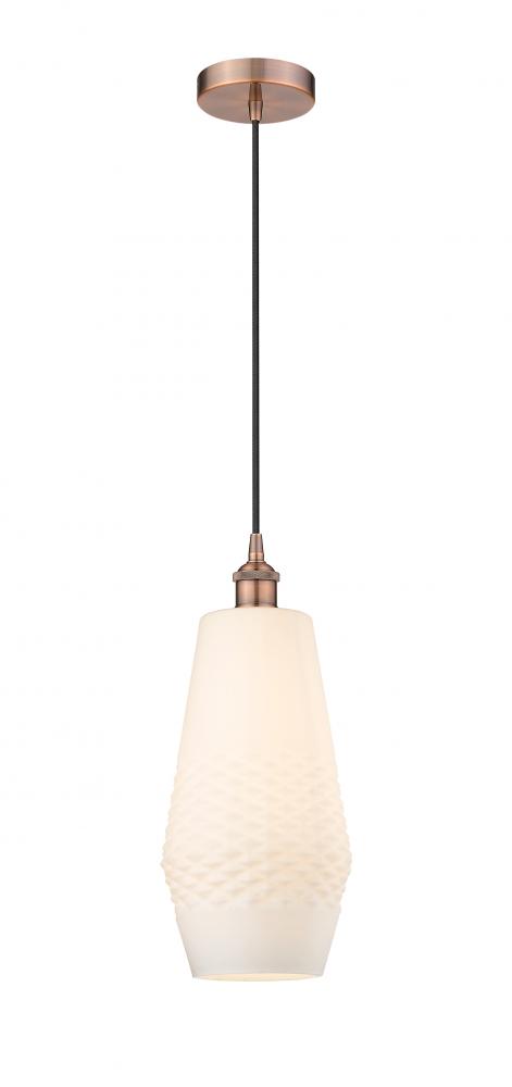 Windham - 1 Light - 7 inch - Antique Copper - Cord hung - Mini Pendant