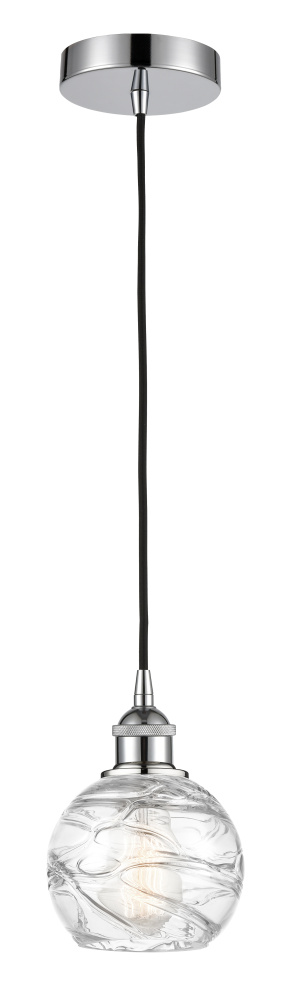 Athens Deco Swirl - 1 Light - 6 inch - Polished Chrome - Cord hung - Mini Pendant