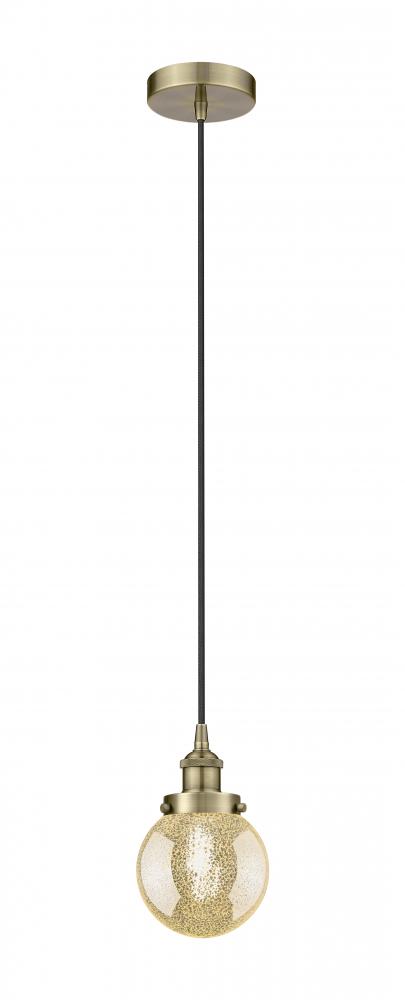 Beacon - 1 Light - 6 inch - Antique Brass - Cord hung - Mini Pendant