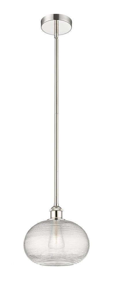 Ithaca - 1 Light - 10 inch - Polished Nickel - Stem hung - Mini Pendant
