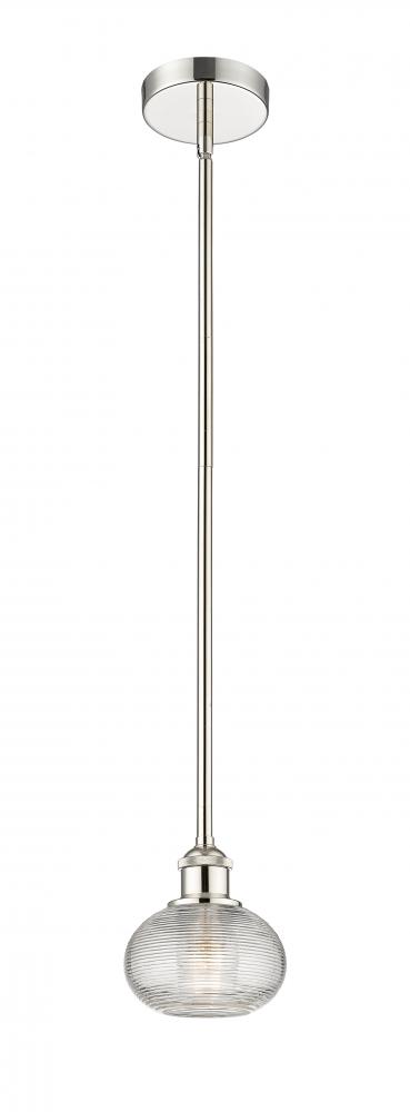 Ithaca - 1 Light - 6 inch - Polished Nickel - Stem hung - Mini Pendant