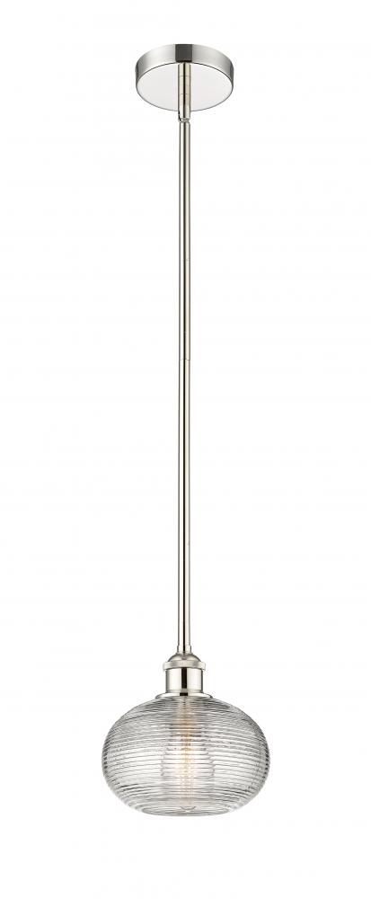 Ithaca - 1 Light - 8 inch - Polished Nickel - Stem hung - Mini Pendant