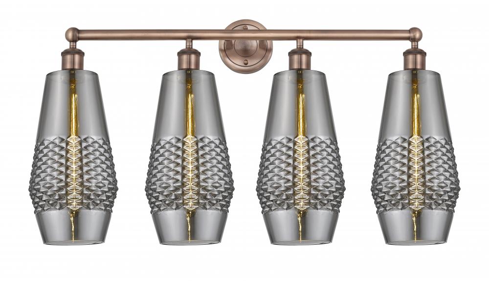 Windham - 4 Light - 34 inch - Antique Copper - Bath Vanity Light