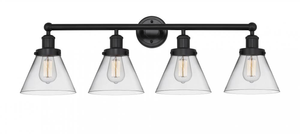 Cone - 4 Light - 35 inch - Matte Black - Bath Vanity Light
