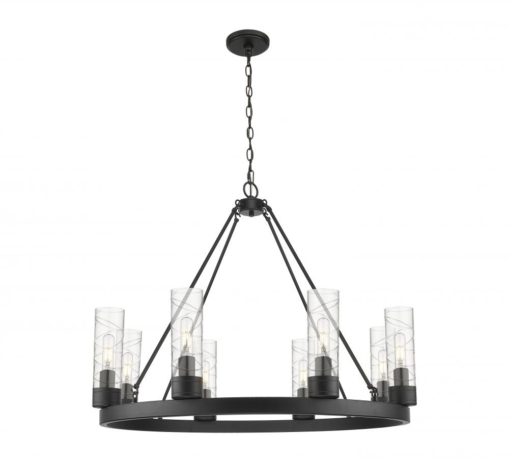 Boreas - 8 Light - 36 inch - Matte Black - Chandelier