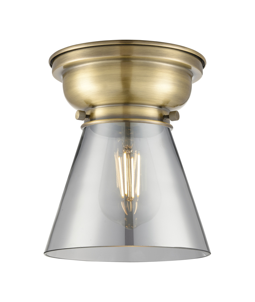 Cone - 1 Light - 6 inch - Antique Brass - Flush Mount