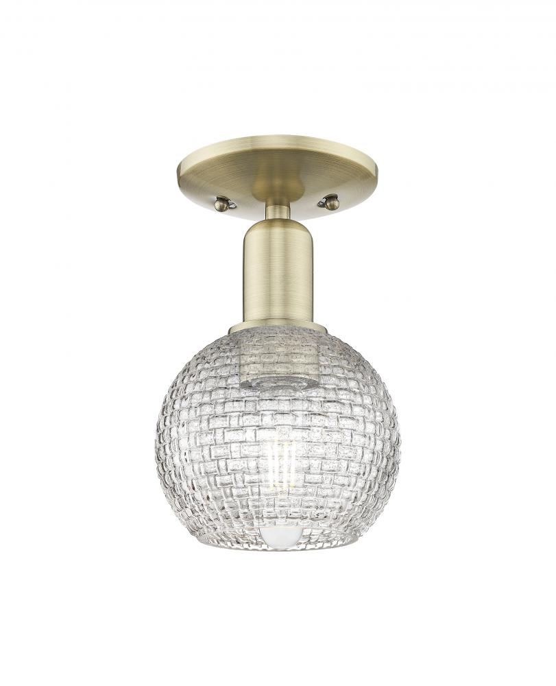 Athens - 1 Light - 6 inch - Antique Brass - Semi-Flush Mount