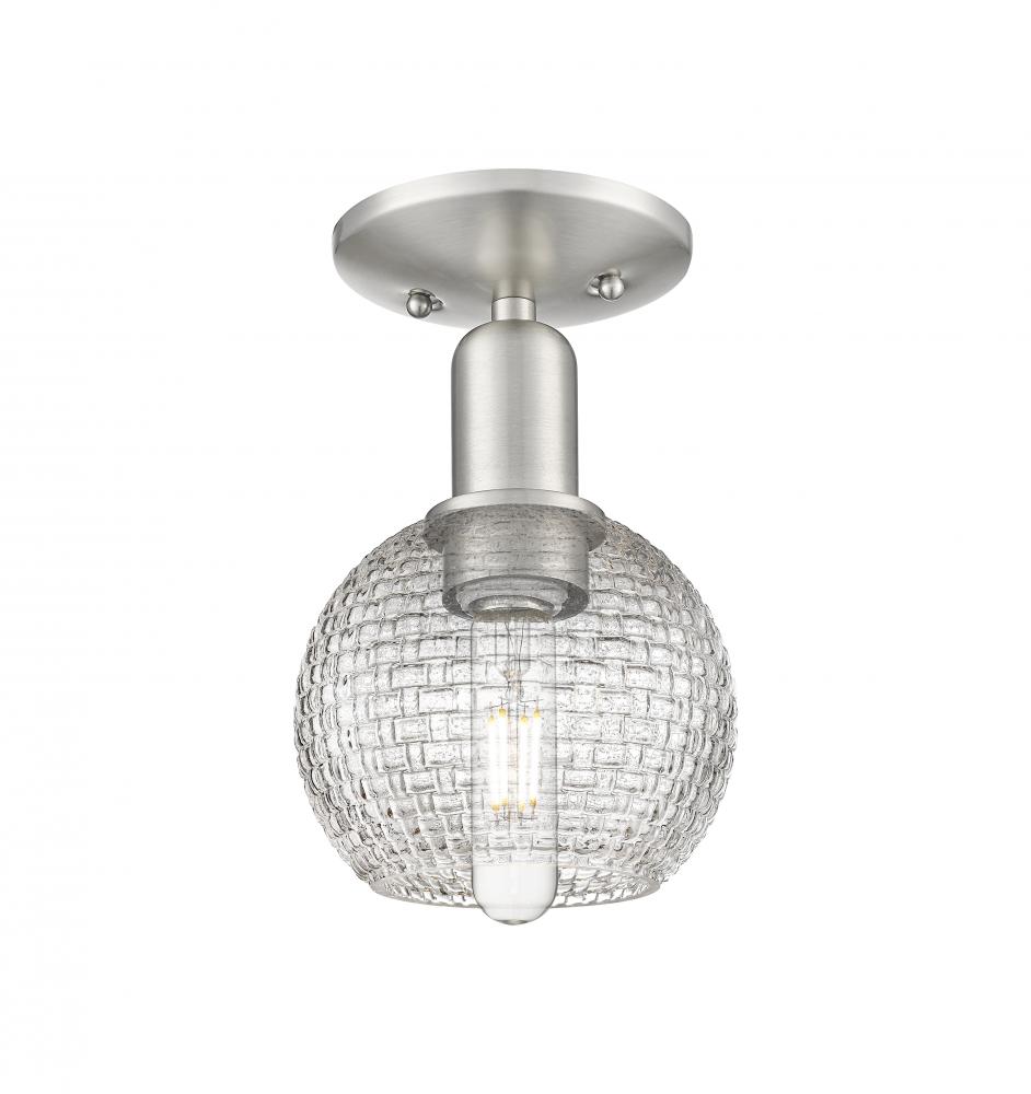 Athens - 1 Light - 6 inch - Brushed Satin Nickel - Semi-Flush Mount