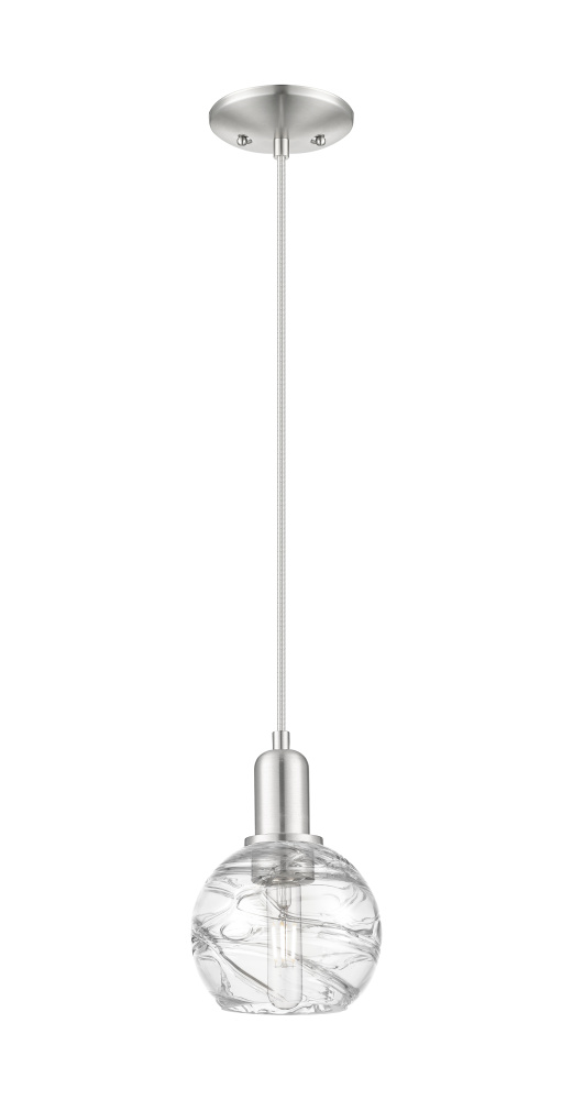 Athens Deco Swirl - 1 Light - 6 inch - Brushed Satin Nickel - Cord hung - Mini Pendant