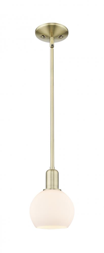 Athens - 1 Light - 6 inch - Antique Brass - Stem hung - Mini Pendant