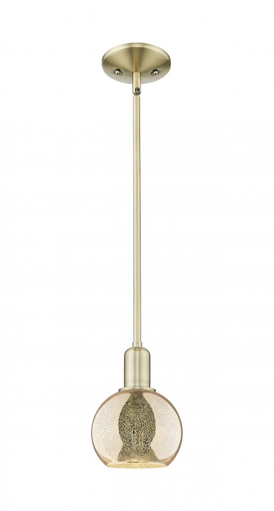 Athens - 1 Light - 6 inch - Antique Brass - Stem hung - Mini Pendant
