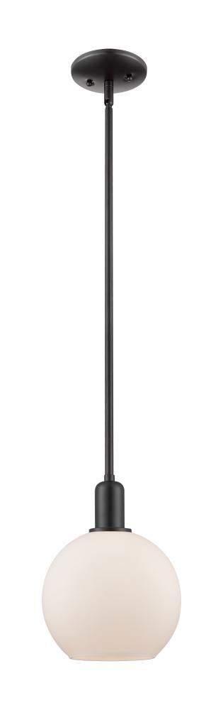 Athens - 1 Light - 8 inch - Matte Black - Stem hung - Mini Pendant
